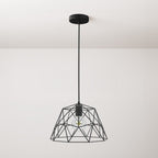 Komplette Pendelleuchte mit Textilkabel, Dome-Schirm und Metallfinish – Schwarz