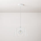 Komplette Pendelleuchte mit Textilkabel, Dome-Schirm und Metall-Details – Weiß