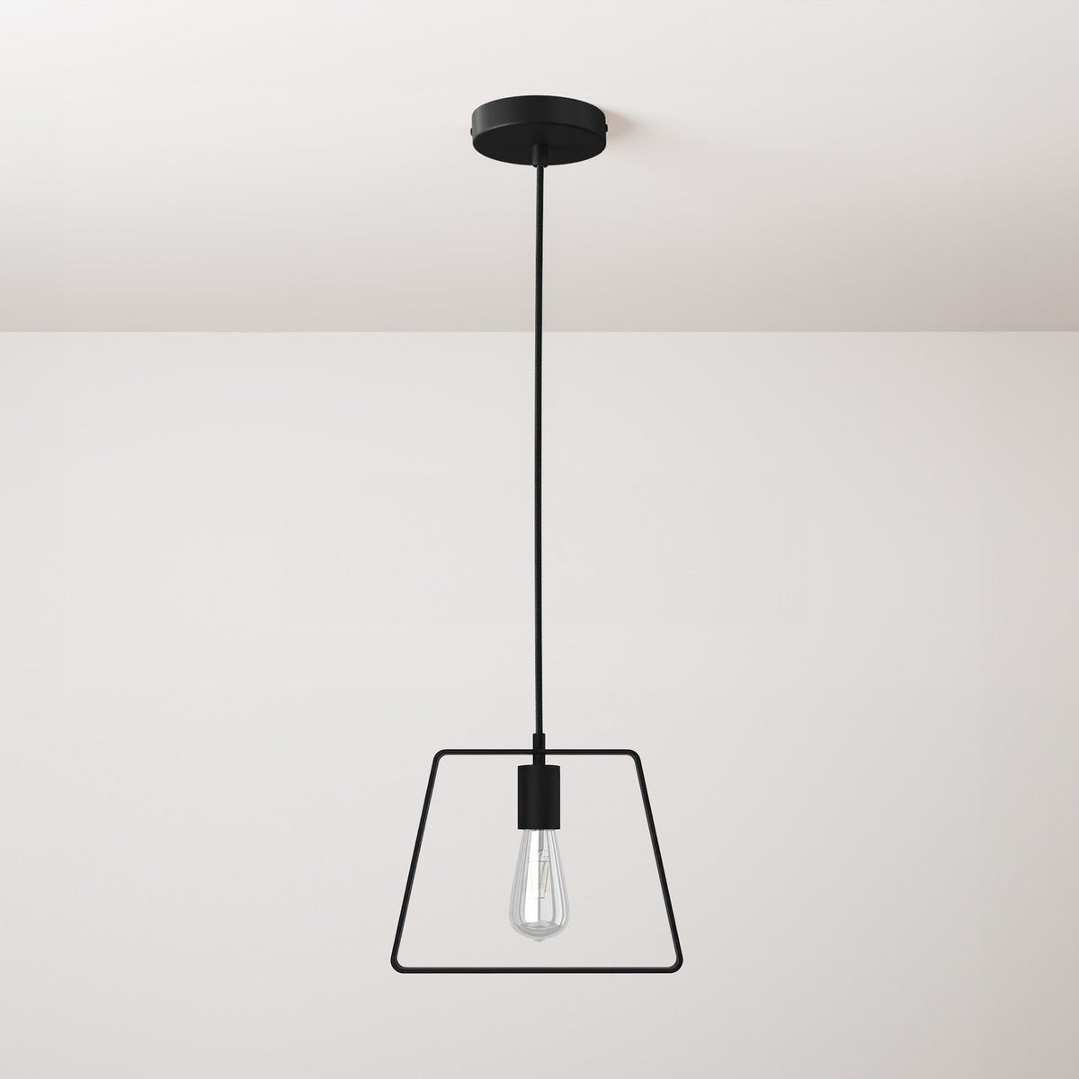 Pendelleuchte komplett mit Stoffkabel, Duedì Base Schirm und Metallendstücken - Schwarz