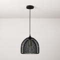 Pendelleuchte komplett mit Textilkabel, Ghostbell XL-Käfigschirm und Metallakzenten – Schwarz