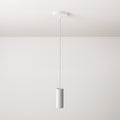 Pendelleuchte komplett mit Textilkabel, Tub-E14-Lampenschirm und Metallfinish – Weiß
