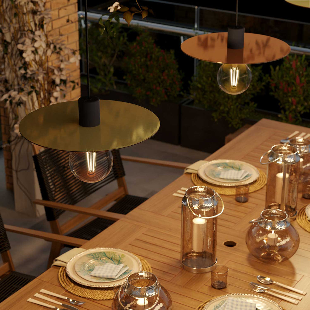 Ellepì Übergröße-Teller aus Dibond für Outdoor-Pendelleuchten, Durchmesser 40 cm – Made in Italy – Kupfer und Bronze – Ansicht 3
