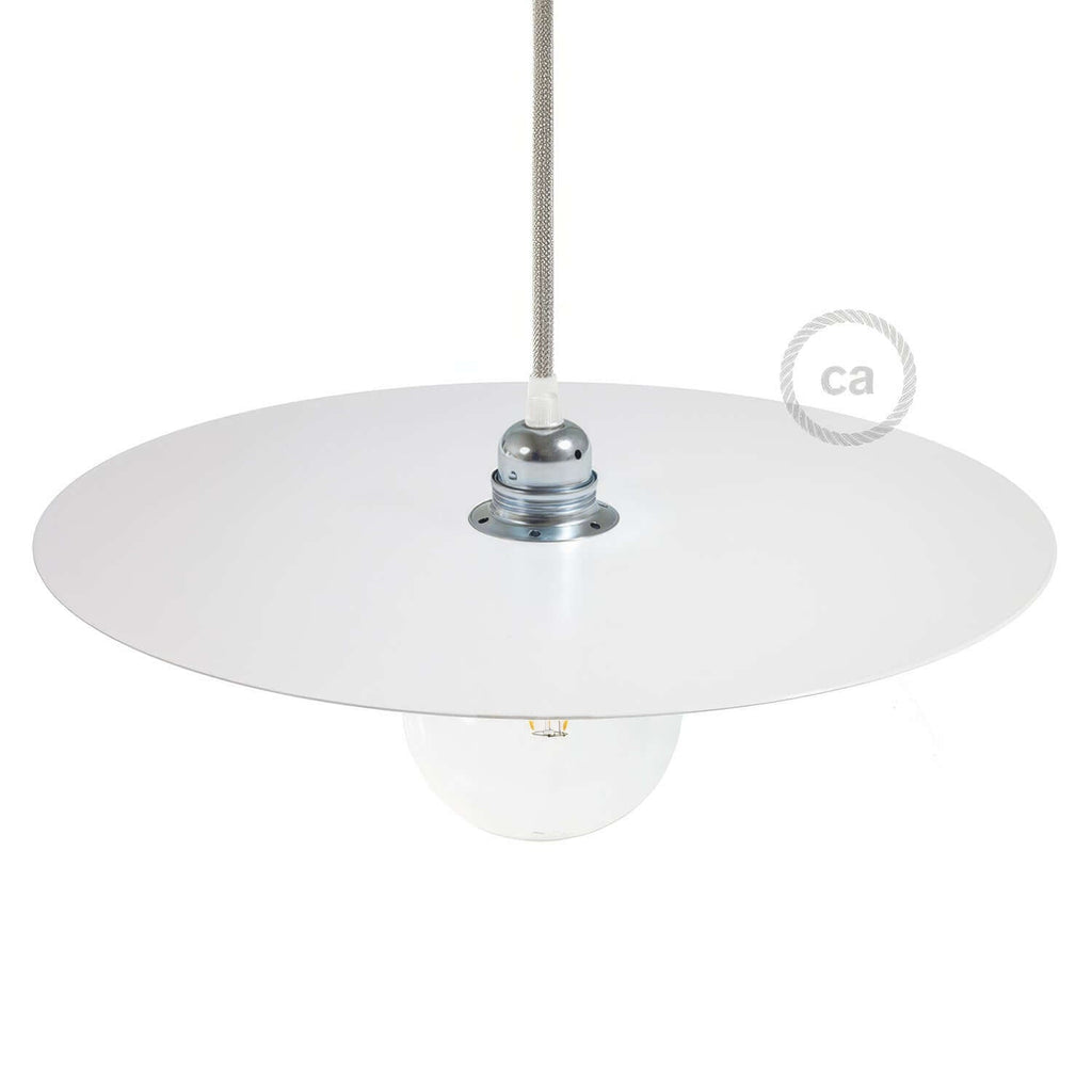 Piatto Ellepì Oversize aus lackiertem Eisen für Pendelleuchten, Durchmesser 40 cm – Made in Italy – Weiß
