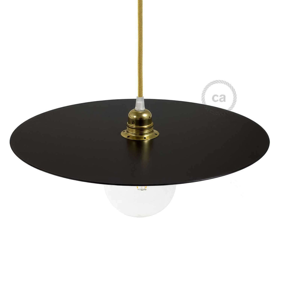 Übergroßer Ellepì-Teller aus lackiertem Eisen für Pendelleuchten, Durchmesser 40 cm – Made in Italy – Schwarz