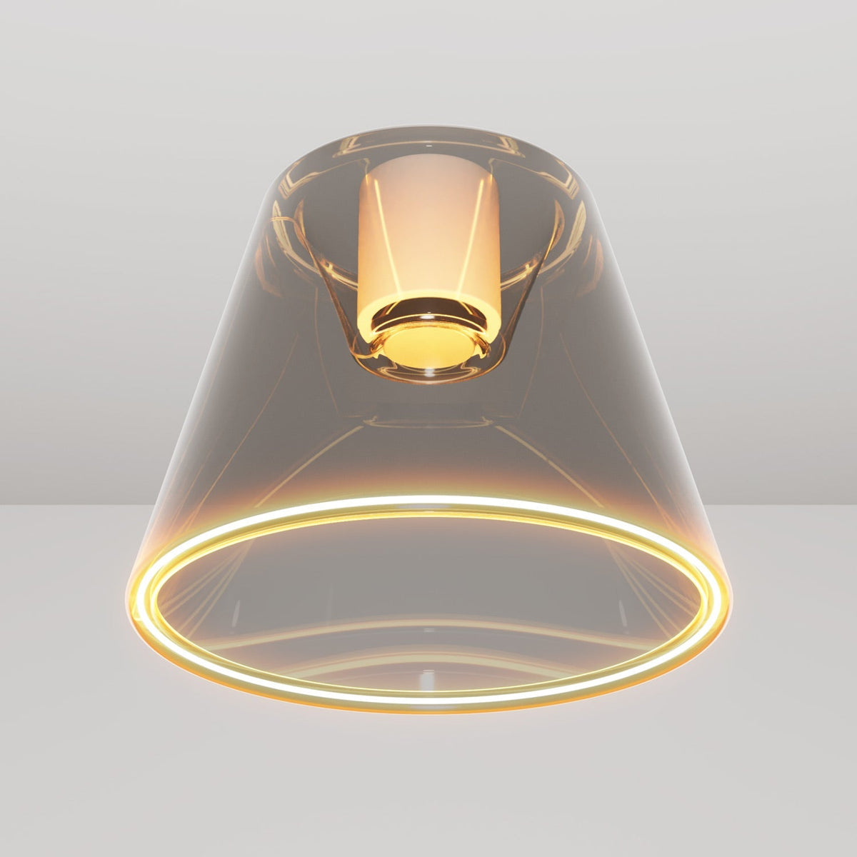 Design-Deckenleuchte mit Ghost-Glühbirne in smoky Kegelform - Weiß