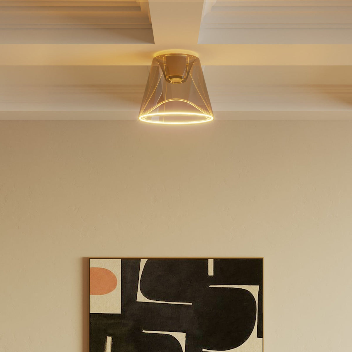 Design-Deckenleuchte mit Ghost-Glühbirne in smoky Kegelform - Weiß – Ansicht 2