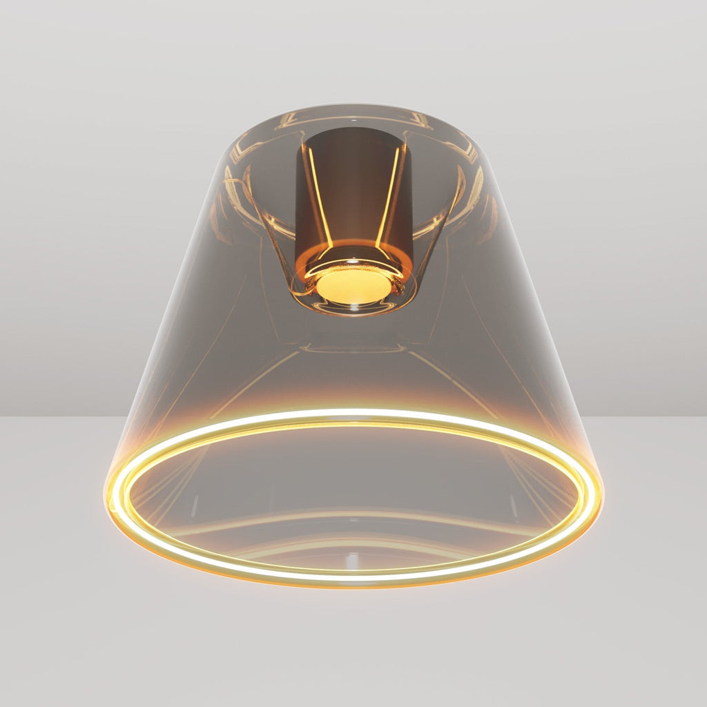 Design-Deckenleuchte mit Glühbirne Ghost in konischer Smoky-Form – Schwarz