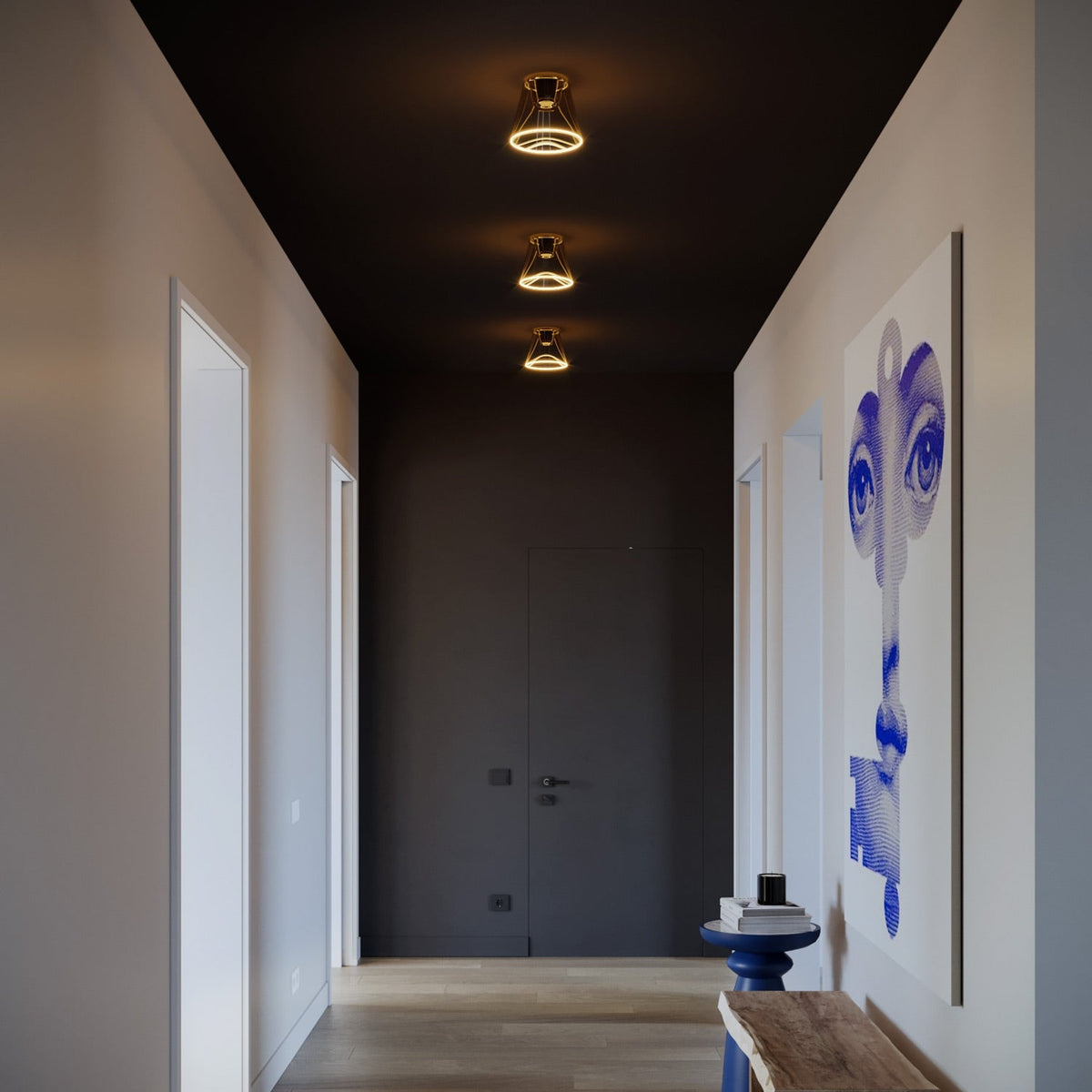 Design-Deckenleuchte mit Glühbirne Ghost in konischer Smoky-Form – Schwarz – Ansicht 3