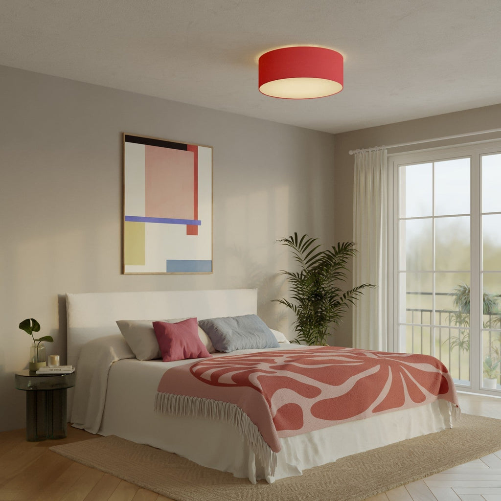 Deckenleuchte aus Stoff Large – Made in Italy – Rotes Leinengewebe – Ansicht 2