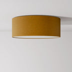 Deckenleuchte aus Stoff Medium Slim – Made in Italy – Senfgelber Wollstoff