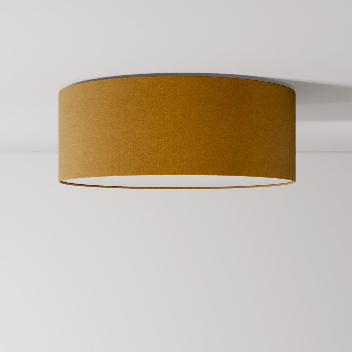 Deckenleuchte aus Stoff Medium Slim – Made in Italy – Senfgelber Wollstoff