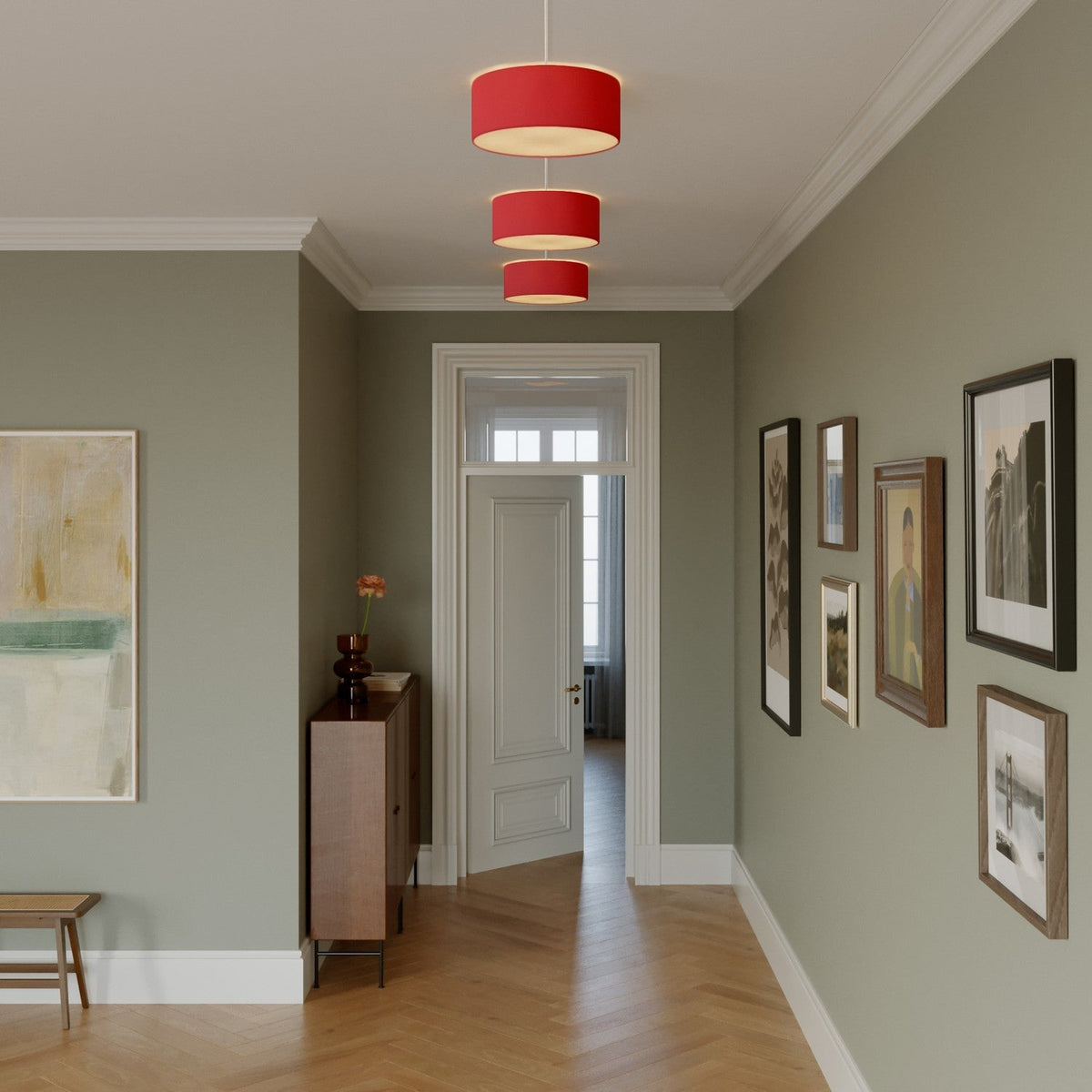 Deckenleuchte aus Stoff Small – Made in Italy – Rotes Baumwolltuch – Ansicht 2