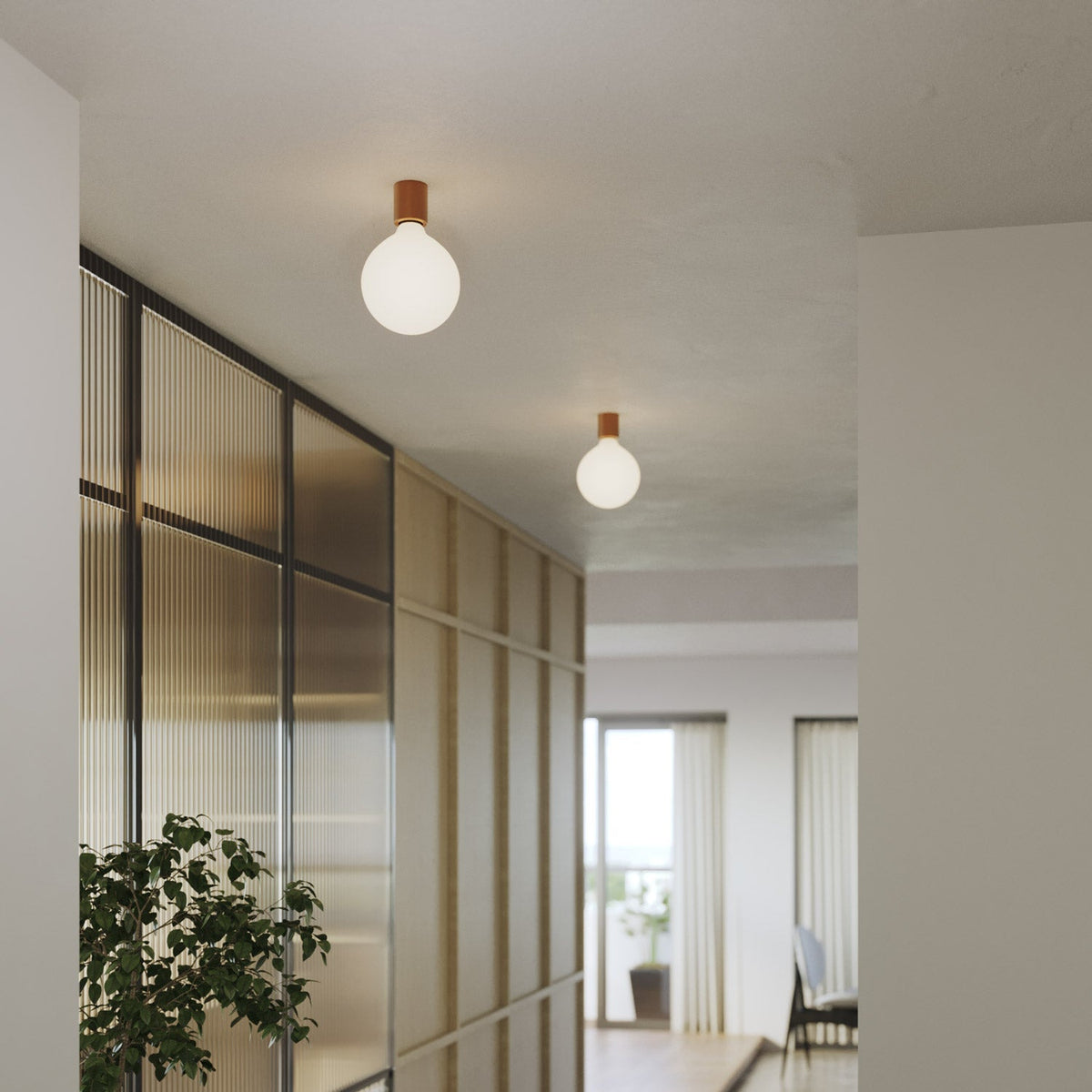 E27 Lampenfassung aus Metall für Wand oder Decke – Satin-Kupfer – Ansicht 3