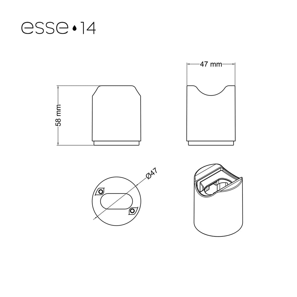 esse14 Wand- oder Deckenfassung mit S14d Sockel – Wasserdicht IP44 – Effekt Weißer Marmor – Ansicht 7