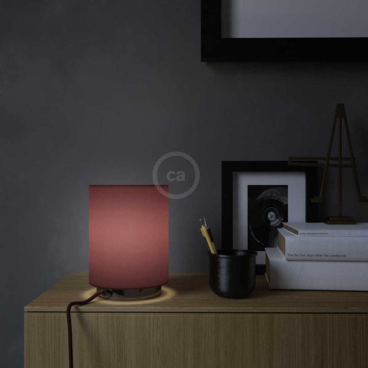 Posaluce aus Metall mit Lampenschirm Zylinder Teletta Bordeaux - Teletta bordeaux – Ansicht 3