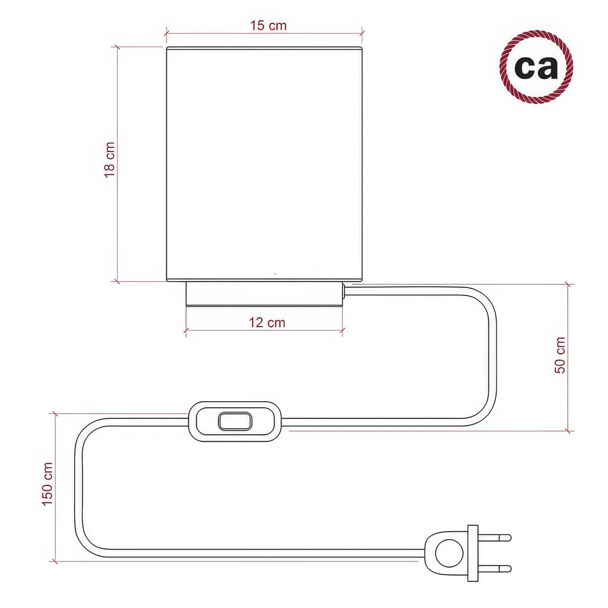 Posaluce aus Metall mit Lampenschirm Zylinder Teletta Bordeaux - Teletta bordeaux – Ansicht 5