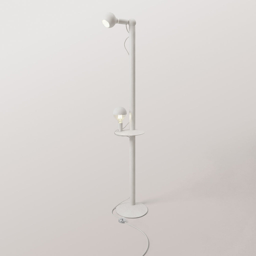 Rocco XXL - Stehlampe mit Glühbirne Maria und Camo - Weiß