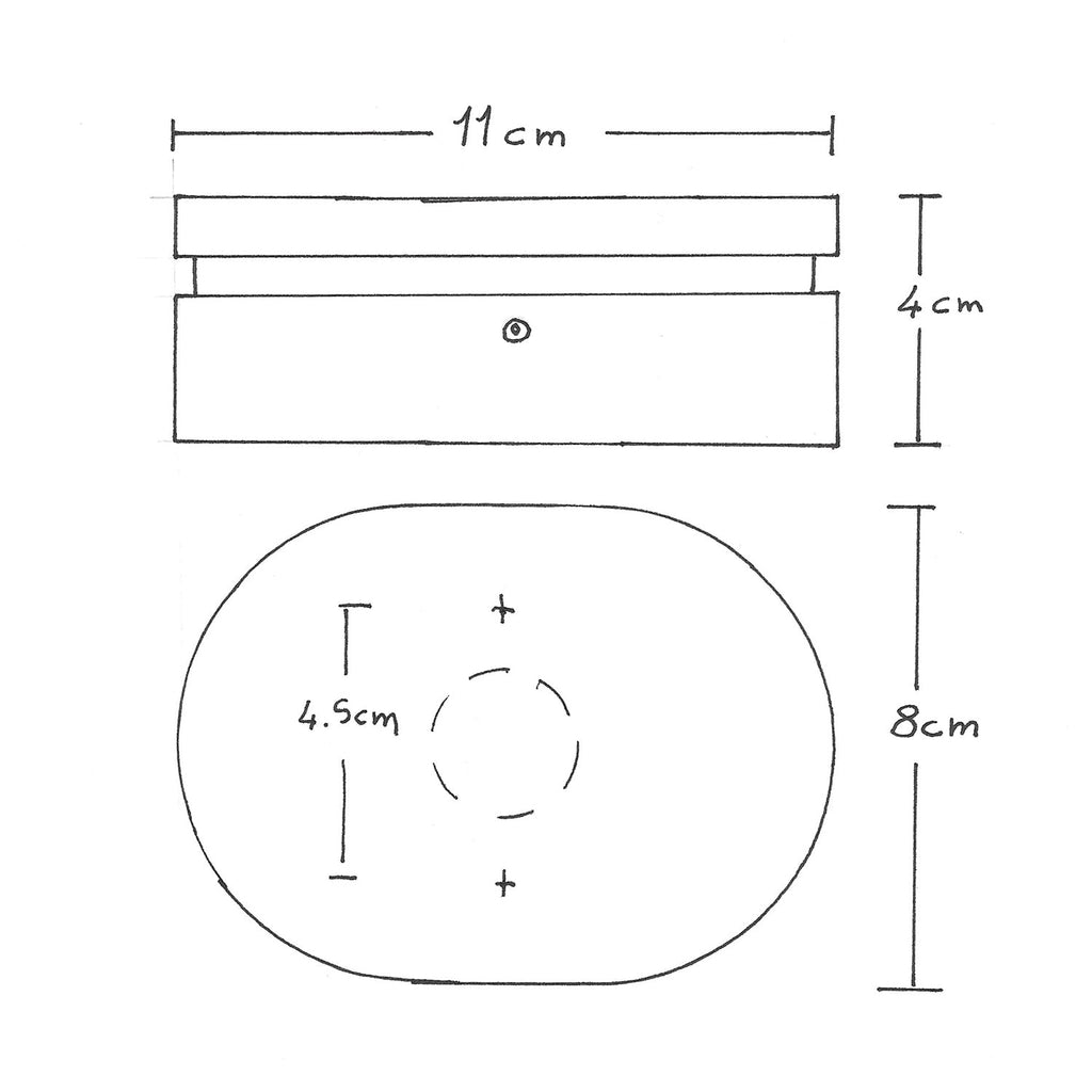 Ovale Holzrosette mit 2 seitlichen Kabelausgängen für Lichterketten-Kabel und Filé-System. Made in Italy – Weiß – Ansicht 4
