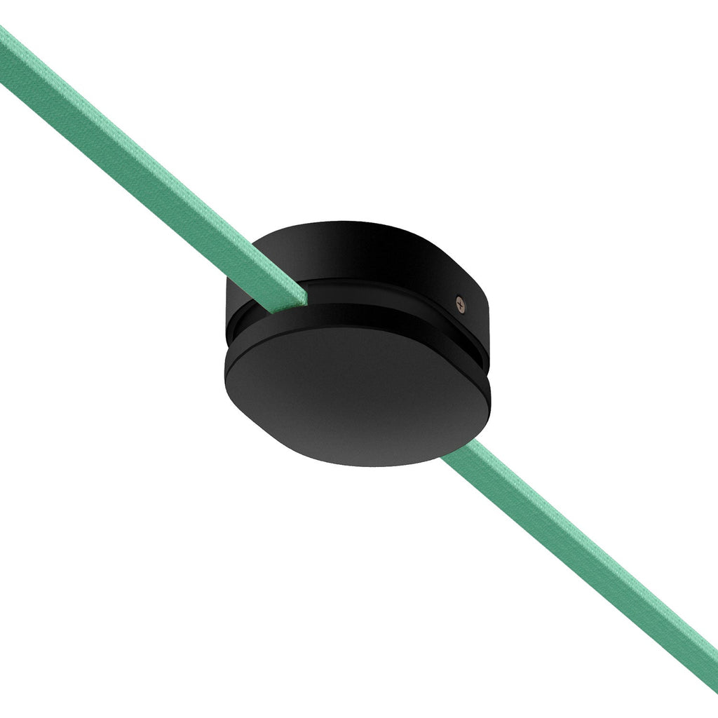 Ovaler Holzbaldachin mit 2 Seitenlöchern für Kettenkabel und Filé-System. Made in Italy - Schwarz