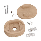 Ovale Rosette aus Holz mit 2 seitlichen Löchern für Lichterkettenkabel und Filé-System. Made in Italy – Naturell – Ansicht 3