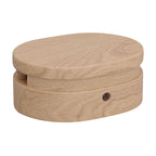 Ovale Rosette aus Holz mit 2 seitlichen Löchern für Lichterkettenkabel und Filé-System. Made in Italy – Naturell – Ansicht 2