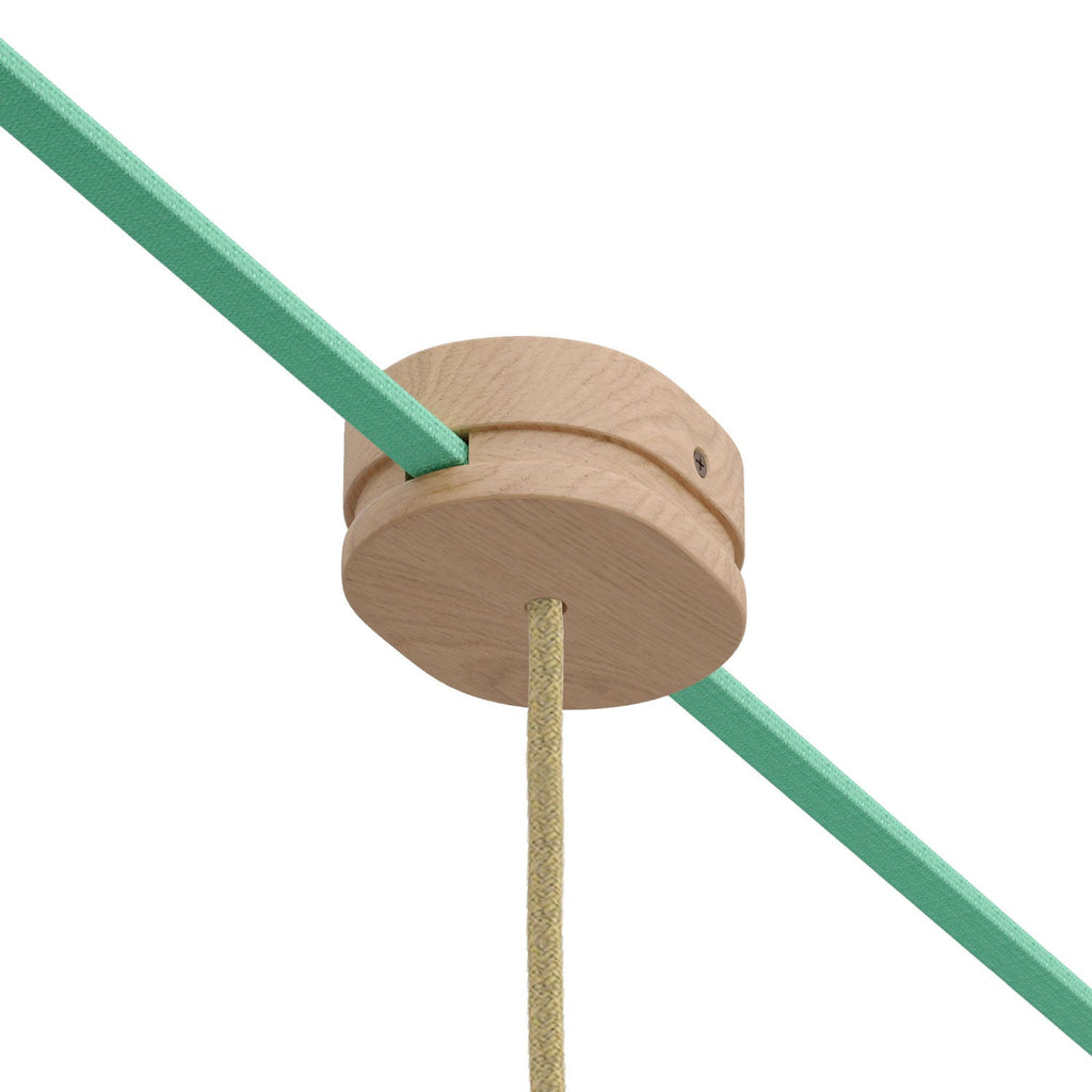 Ovaler Baldachin aus Holz mit einem mittigen und 2 seitlichen Löchern für Kabel für Lichterkette und Filé-System. Made in Italy – Natur