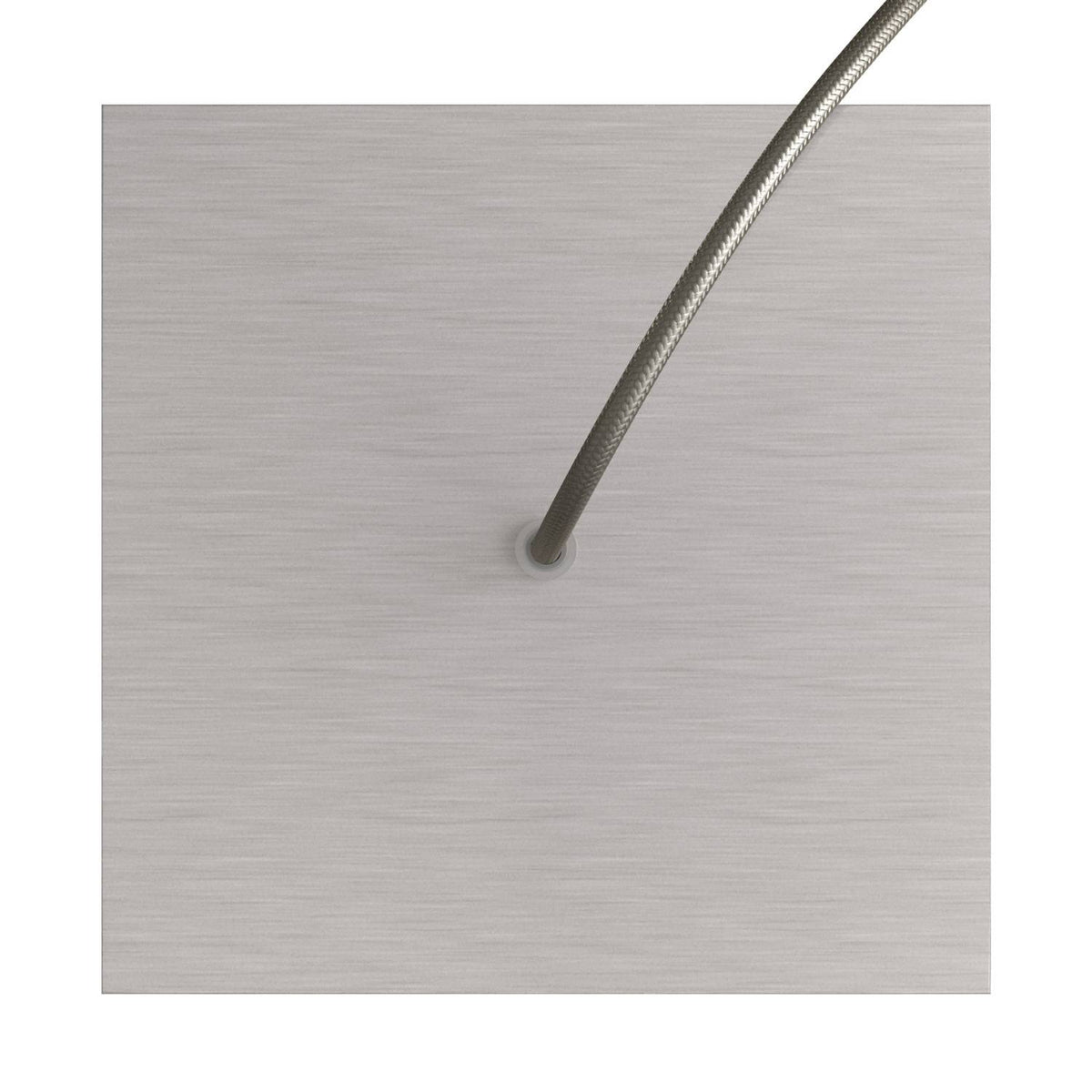 Quadratischer Rose-One-Baldachin, 200 mm mit 1 Loch und 4 seitlichen Bohrungen – Dibond Satin-Stahl – Ansicht 2