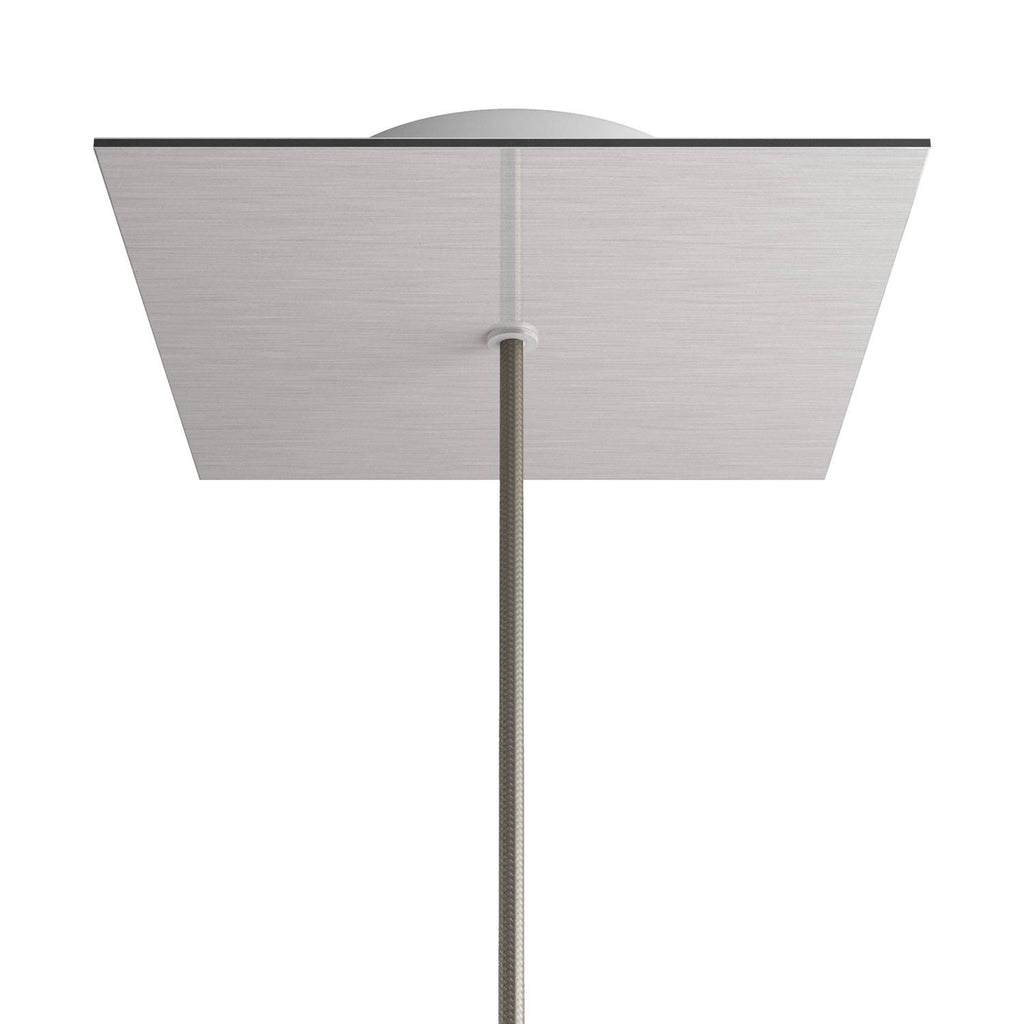 Quadratischer Rose-One-Baldachin, 200 mm mit 1 Loch und 4 seitlichen Bohrungen – Dibond Satin-Stahl