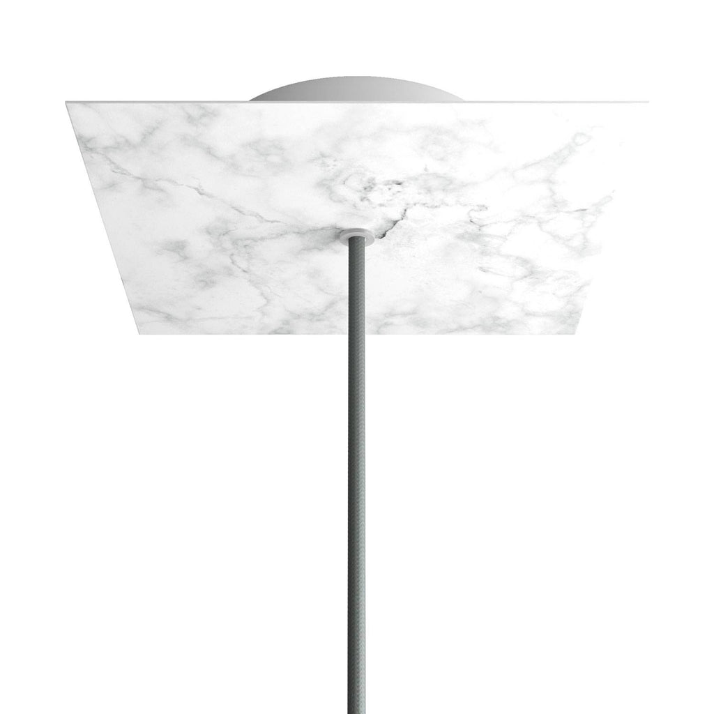 Lampenbaldachin Rose-One quadratisch, 200 mm mit 1 Loch und 4 seitlichen Löchern – Carrara-Marmor