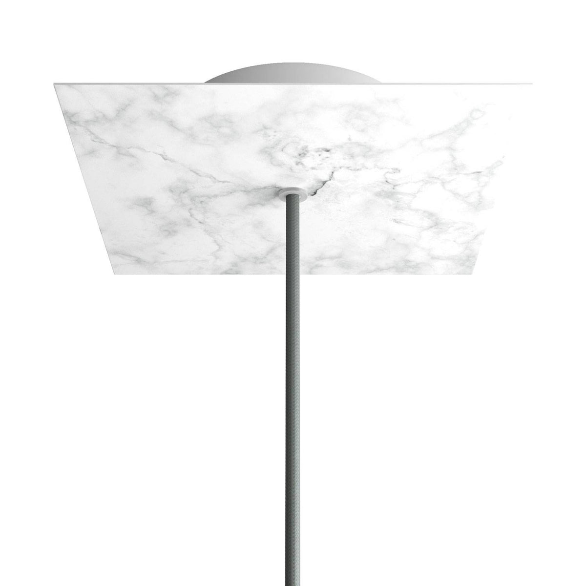 Lampenbaldachin Rose-One quadratisch, 200 mm mit 1 Loch und 4 seitlichen Löchern – Carrara-Marmor