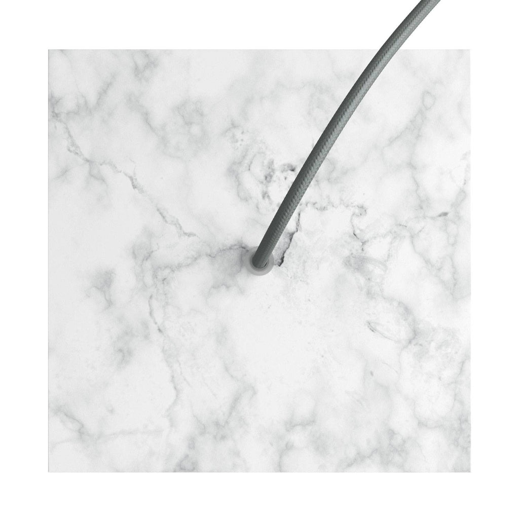 Lampenbaldachin Rose-One quadratisch, 200 mm mit 1 Loch und 4 seitlichen Löchern – Carrara-Marmor – Ansicht 2