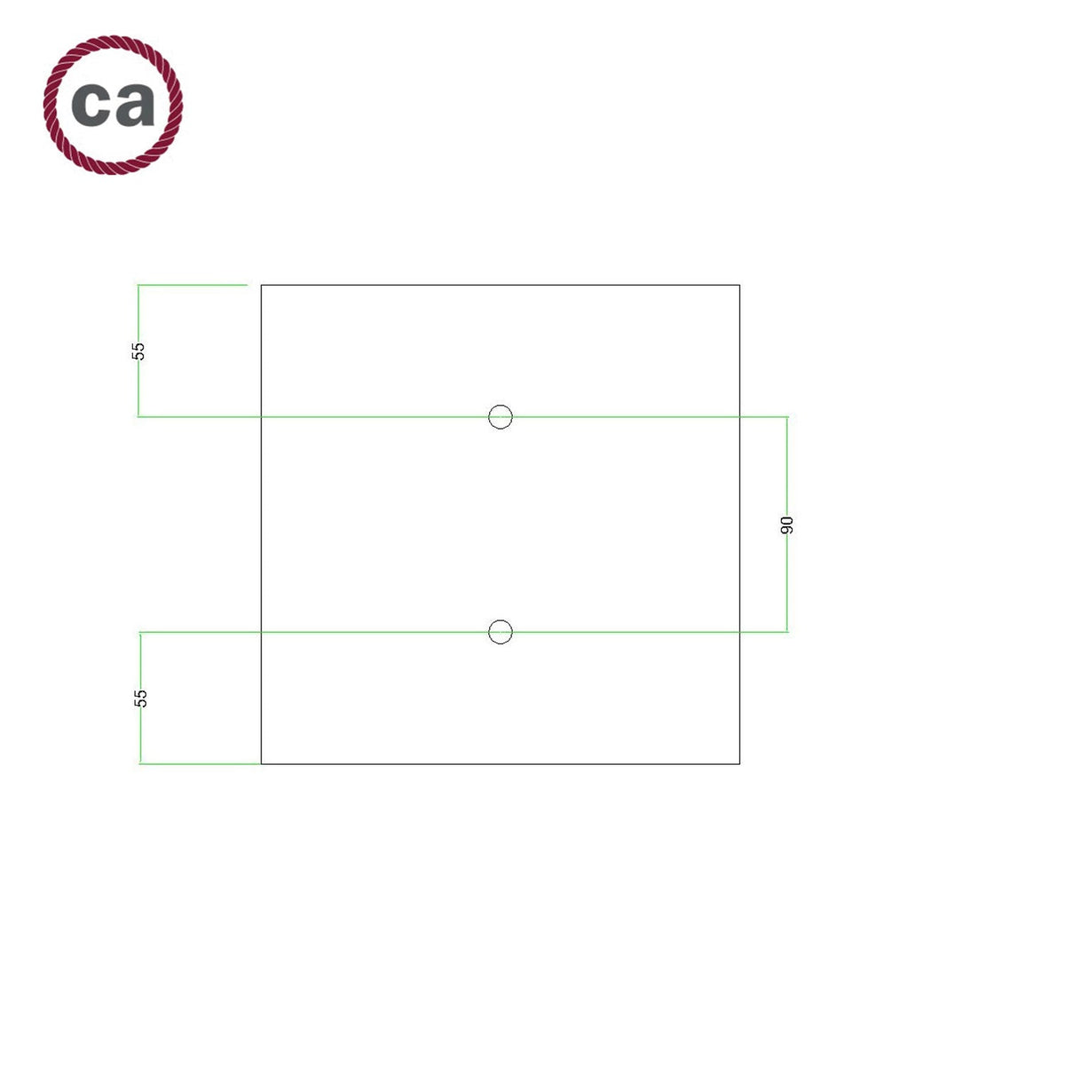 Quadratischer Rose-One Baldachin, 200 mm mit 2 Löchern und 4 Seitenlöchern – Zuckertütenblau – Ansicht 7