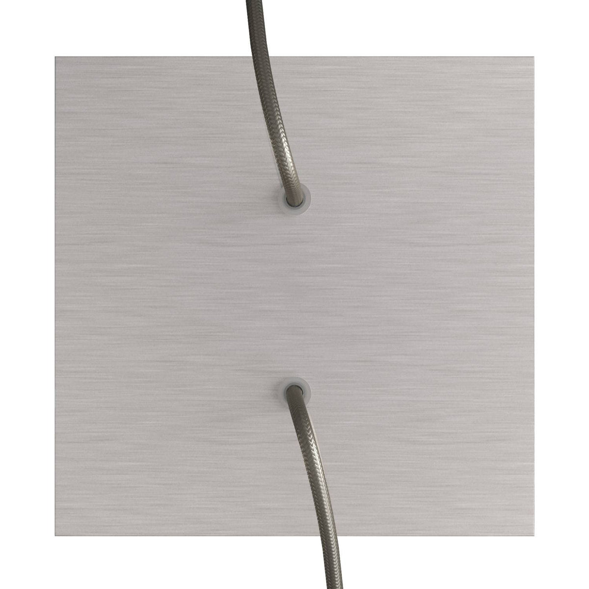 Lampenbaldachin Rose-One quadratisch, 200 mm mit 2 Löchern und 4 seitlichen Löchern – Dibond Satin-Edelstahl – Ansicht 2