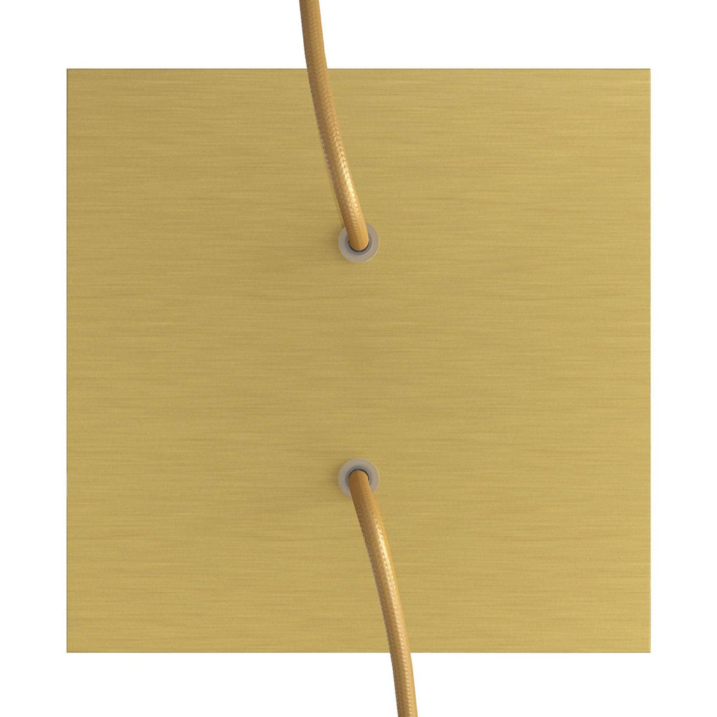 Baldachin Rose-One quadratisch, 200 mm mit 2 Löchern und 4 seitlichen Löchern – Dibond Satiniertes Messing – Ansicht 2