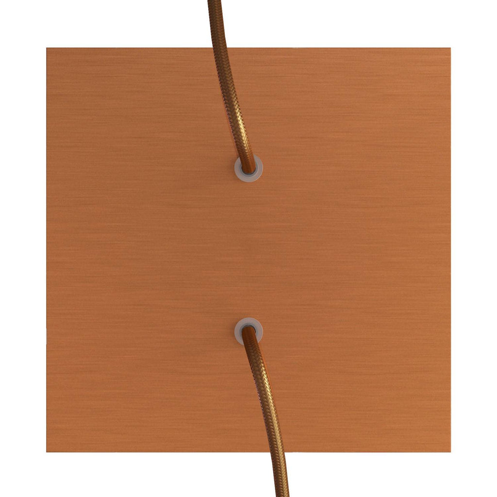 Lampenbaldachin Rose-One quadratisch, 200 mm mit 2 Löchern und 4 seitlichen Löchern - Dibond Satin-Kupfer – Ansicht 2
