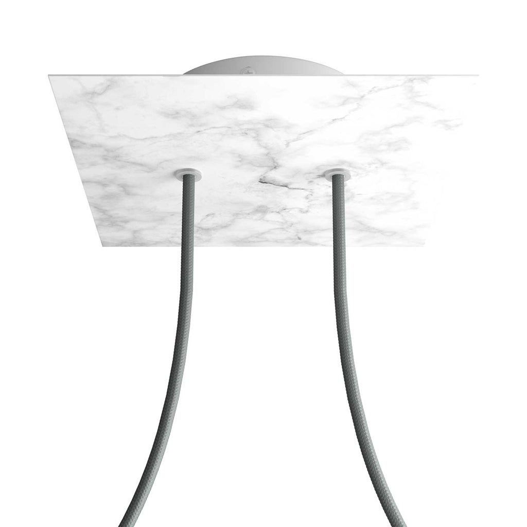 Rosette Rose-One Quadrat, 200 mm mit 2 Löchern und 4 seitlichen Löchern – Carrara-Marmor