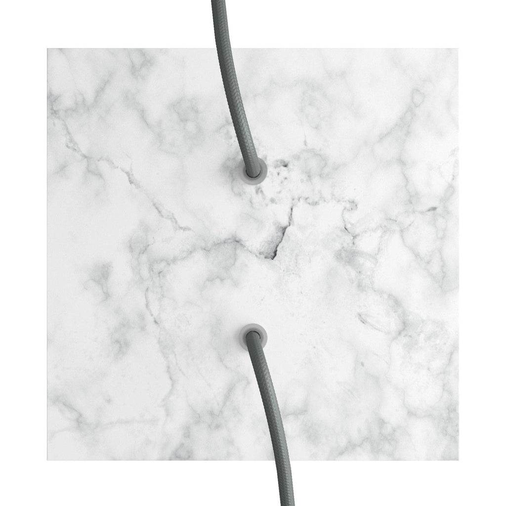 Rosette Rose-One Quadrat, 200 mm mit 2 Löchern und 4 seitlichen Löchern – Carrara-Marmor – Ansicht 2
