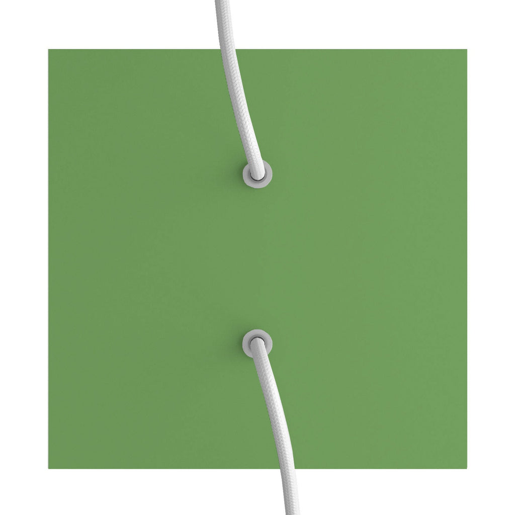Lampenbaldachin Rose-One quadratisch, 200 mm mit 2 Bohrungen und 4 seitlichen Bohrungen – Wiesen-Grün – Ansicht 2
