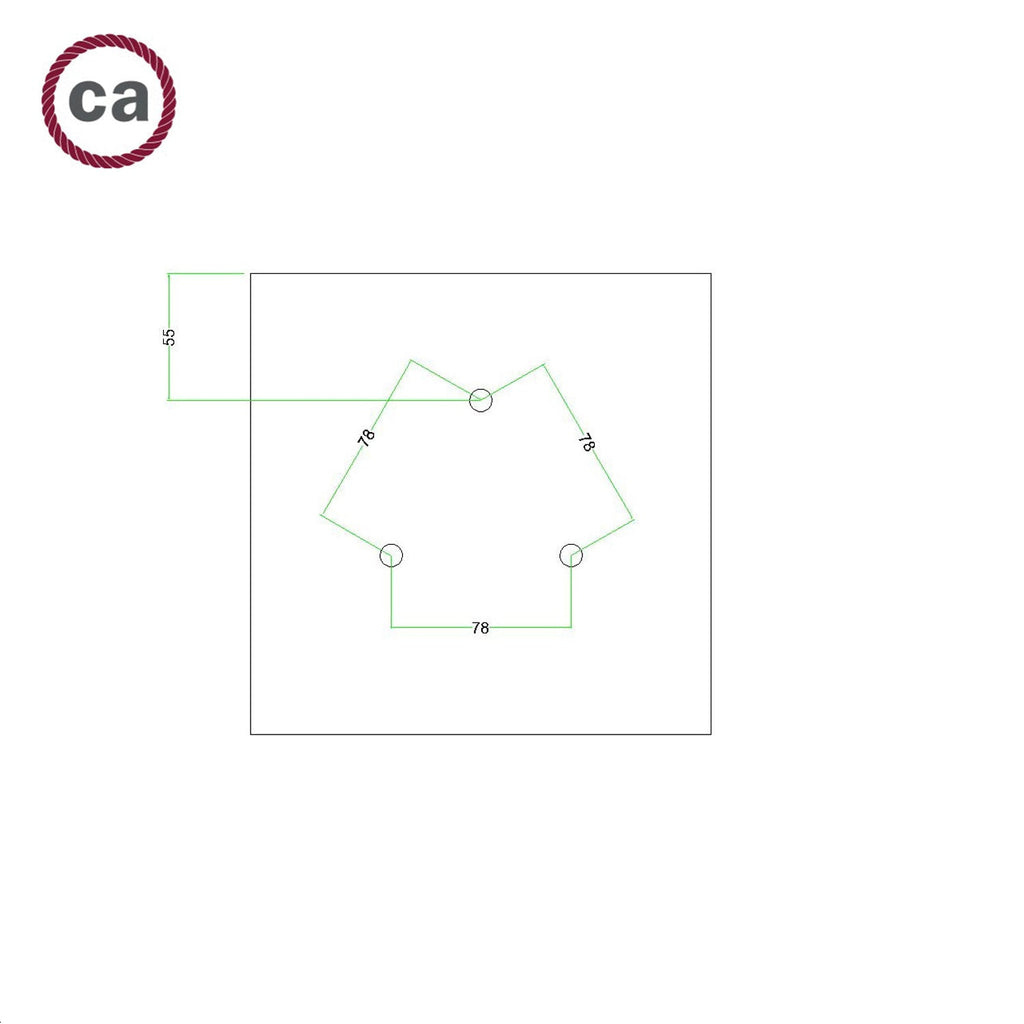 Rosone Rose-One quadratisch, 200 mm mit 3 Öffnungen und 4 seitlichen Öffnungen – Anthrazit – Ansicht 7