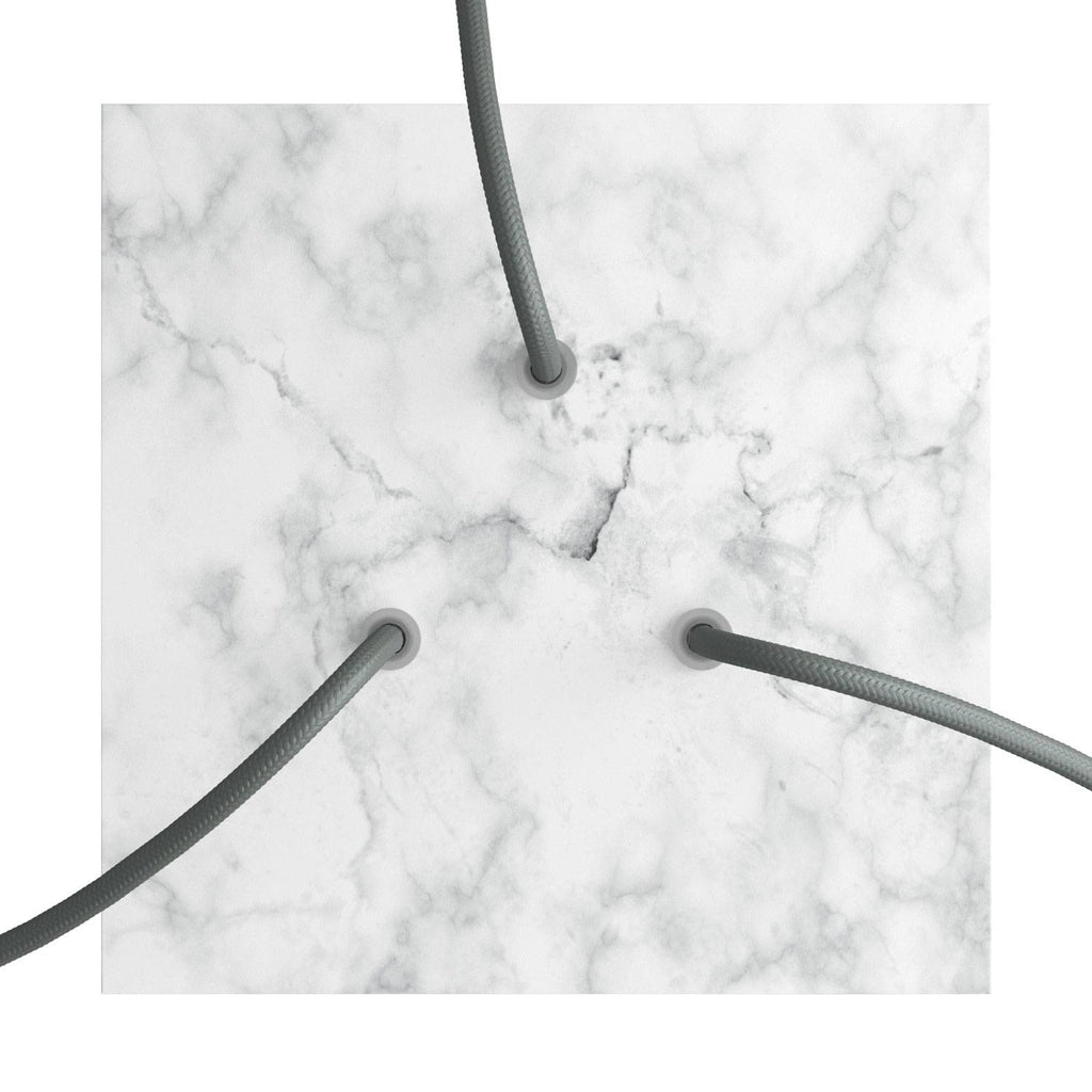 Rose-One quadratischer Baldachin, 200 mm mit 3 Löchern und 4 seitlichen Löchern - Carrara-Marmor – Ansicht 2