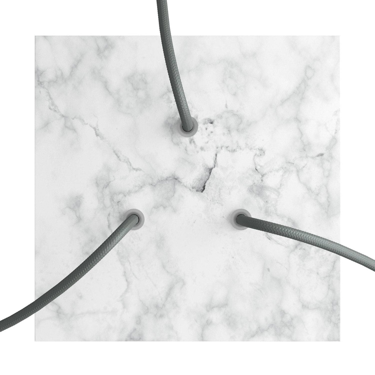Rose-One quadratischer Baldachin, 200 mm mit 3 Löchern und 4 seitlichen Löchern - Carrara-Marmor – Ansicht 2