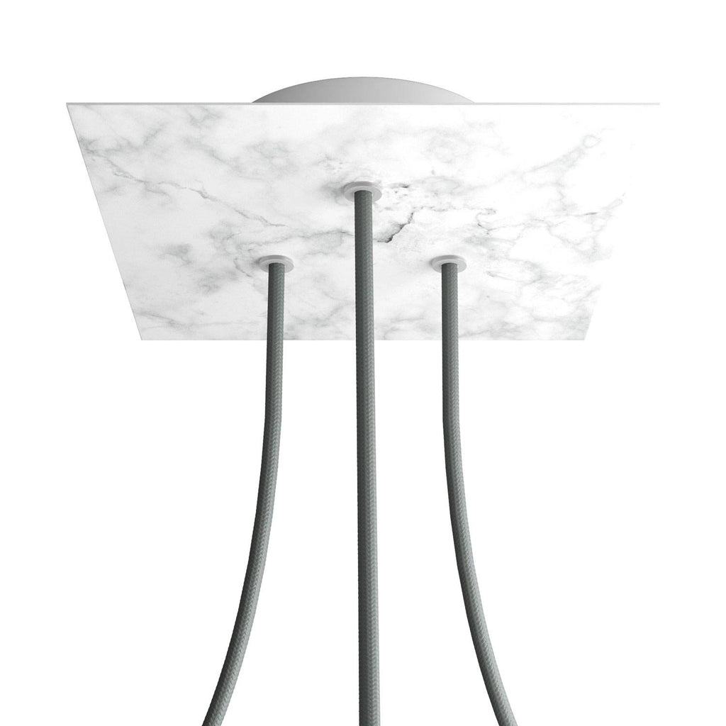 Rose-One quadratischer Baldachin, 200 mm mit 3 Löchern und 4 seitlichen Löchern - Carrara-Marmor