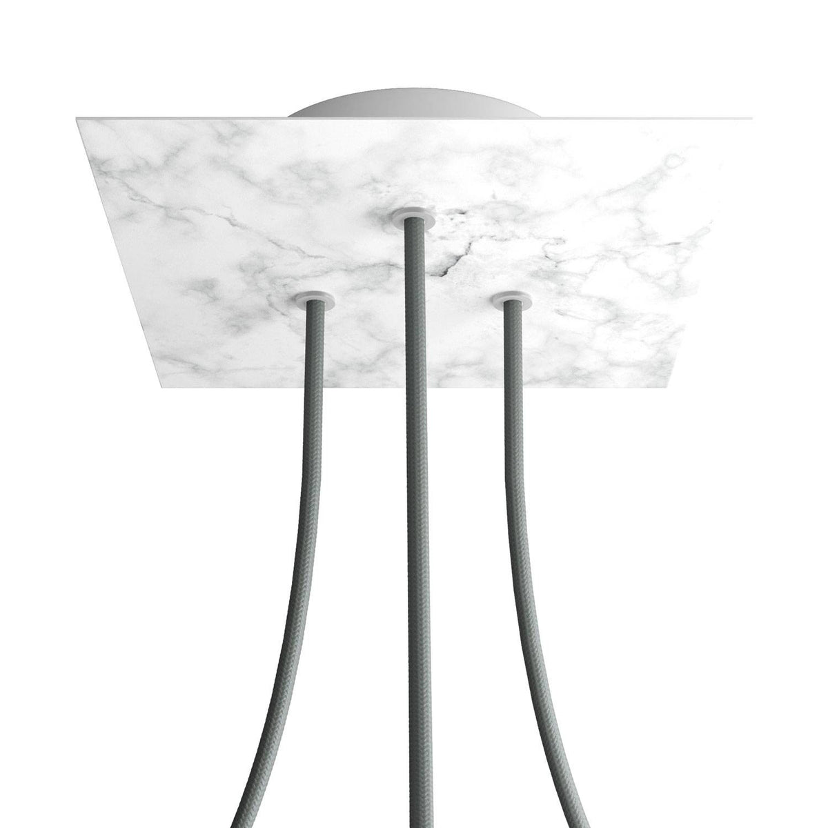 Rose-One quadratischer Baldachin, 200 mm mit 3 Löchern und 4 seitlichen Löchern - Carrara-Marmor
