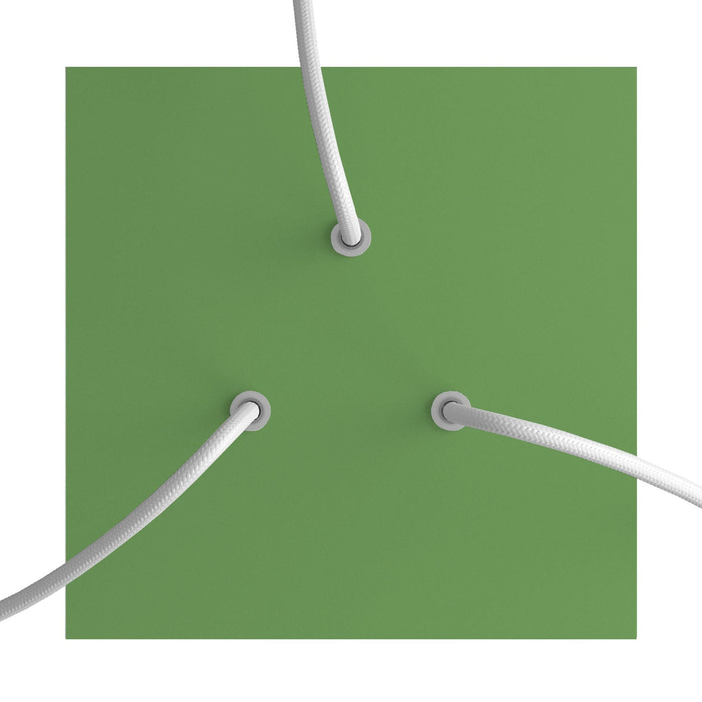 Lampenbaldachin Rose-One quadratisch, 200 mm mit 3 Löchern und 4 seitlichen Löchern – Wiesen-Grün – Ansicht 2
