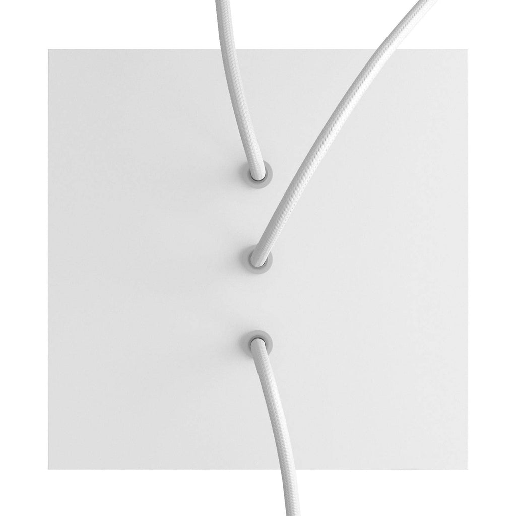 Rose-One Baldachin quadratisch, 200 mm mit 3 Bohrungen in Linie und 4 seitlichen Bohrungen – Mattweiß – Ansicht 2