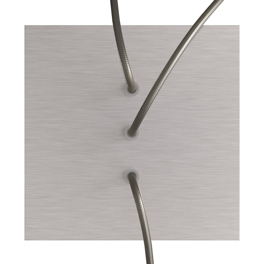 Rose-One Baldachin quadratisch, 200 mm mit 3 Löchern in Reihe und 4 seitlichen Löchern - Dibond Satinstahl – Ansicht 2