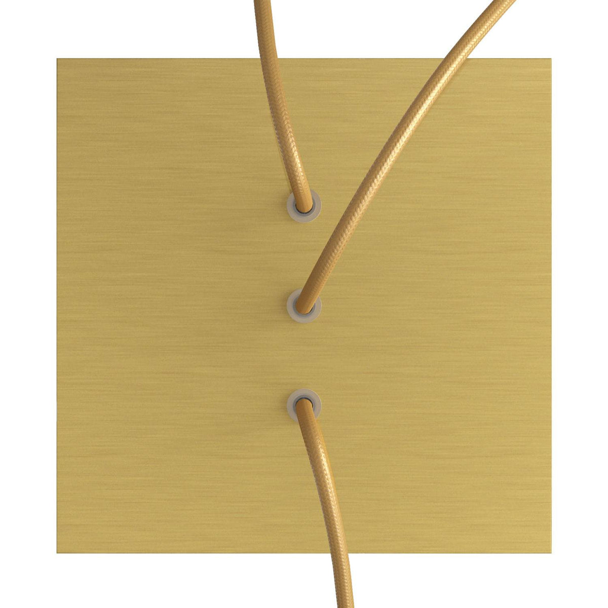 Lampenbaldachin Rose-One quadratisch, 200 mm mit 3 Löchern in Linie und 4 seitlichen Löchern - Dibond Satin Messing – Ansicht 2