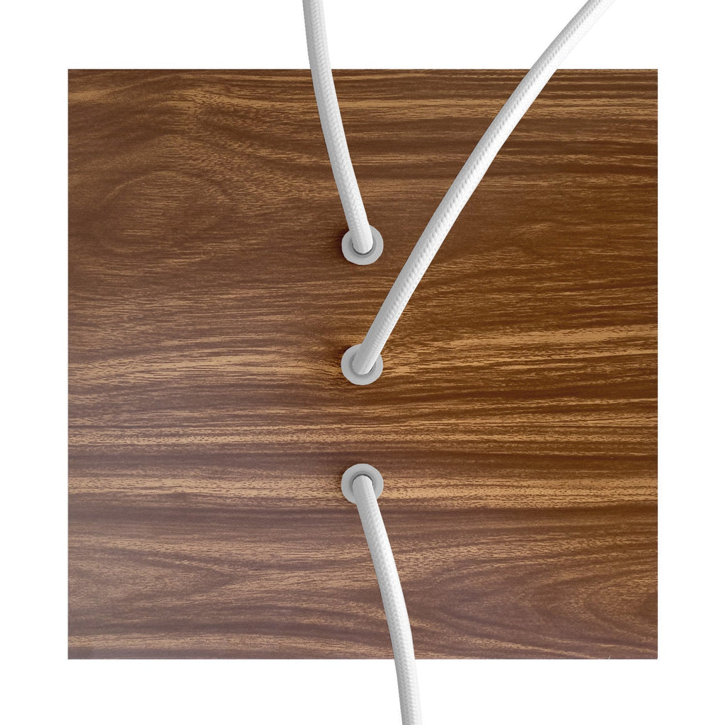 Rose-One quadratischer Lampenbaldachin, 200 mm mit 3 Löchern in Linie und 4 seitlichen Löchern – Holz – Ansicht 2