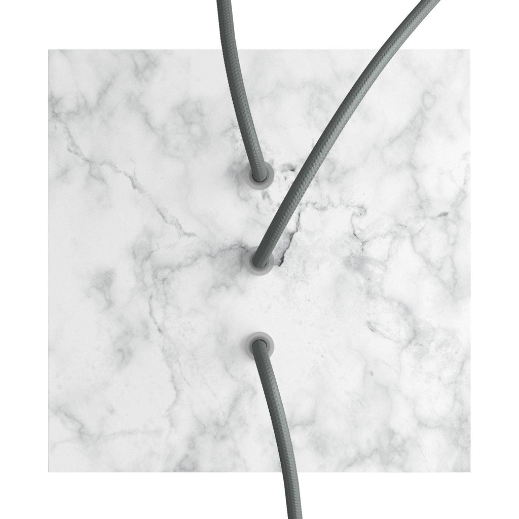 Rosone Rose-One quadratisch, 200 mm mit 3 Öffnungen in Reihe und 4 seitlichen Öffnungen – Carrara-Marmor – Ansicht 2