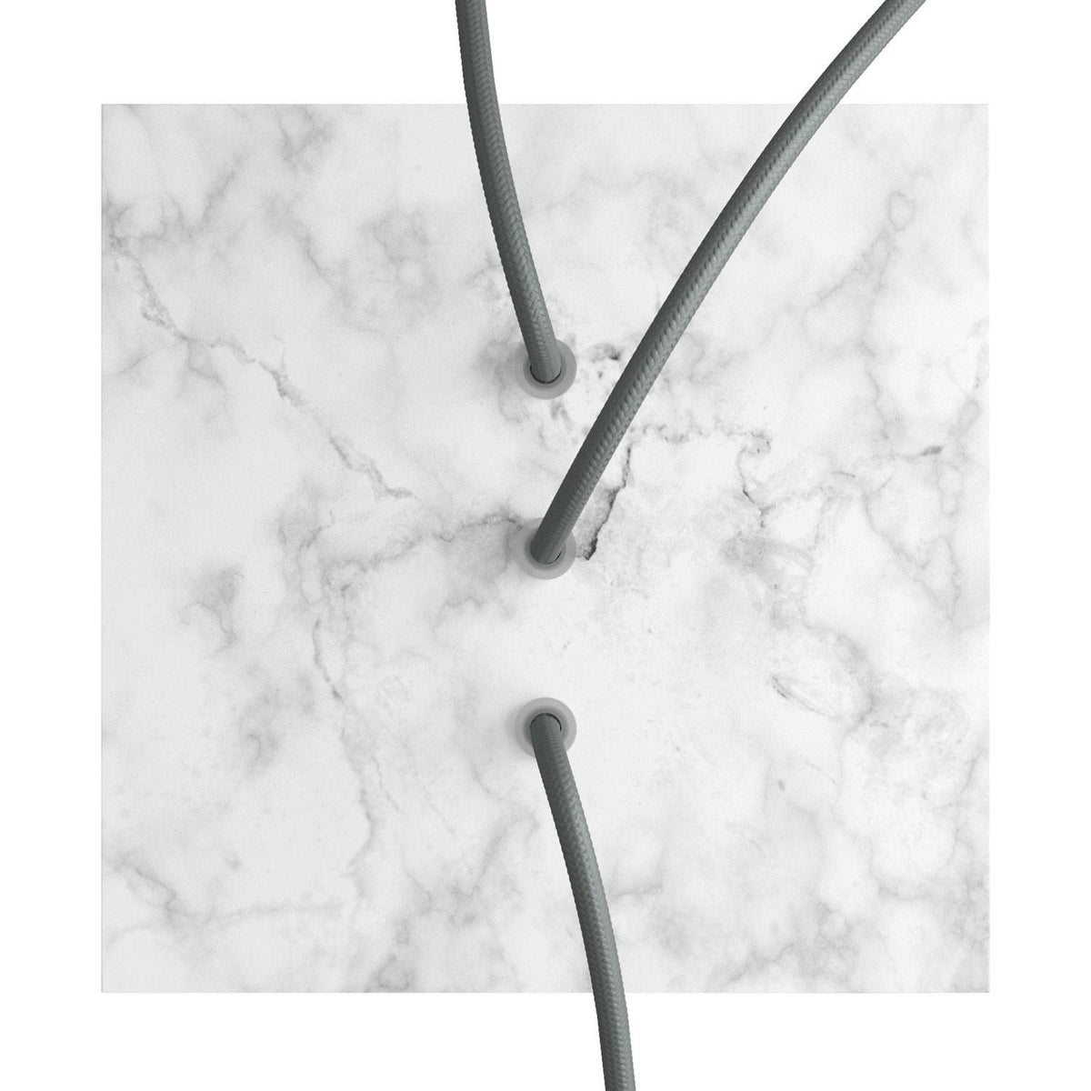 Rosone Rose-One quadratisch, 200 mm mit 3 Öffnungen in Reihe und 4 seitlichen Öffnungen – Carrara-Marmor – Ansicht 2